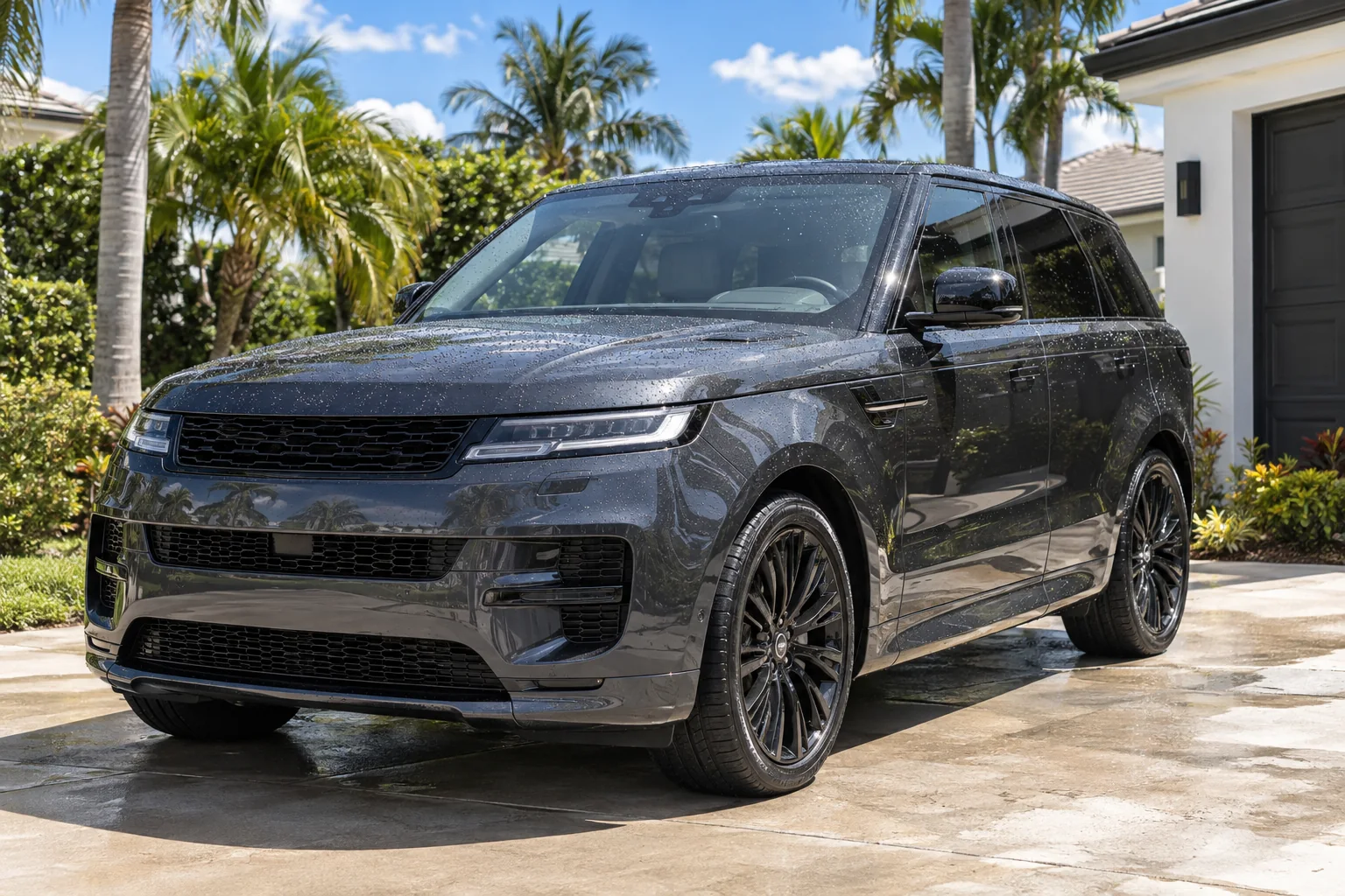 Carpathian gray Range Rover Sport with tinted windows at Dynamic Tinting Solution