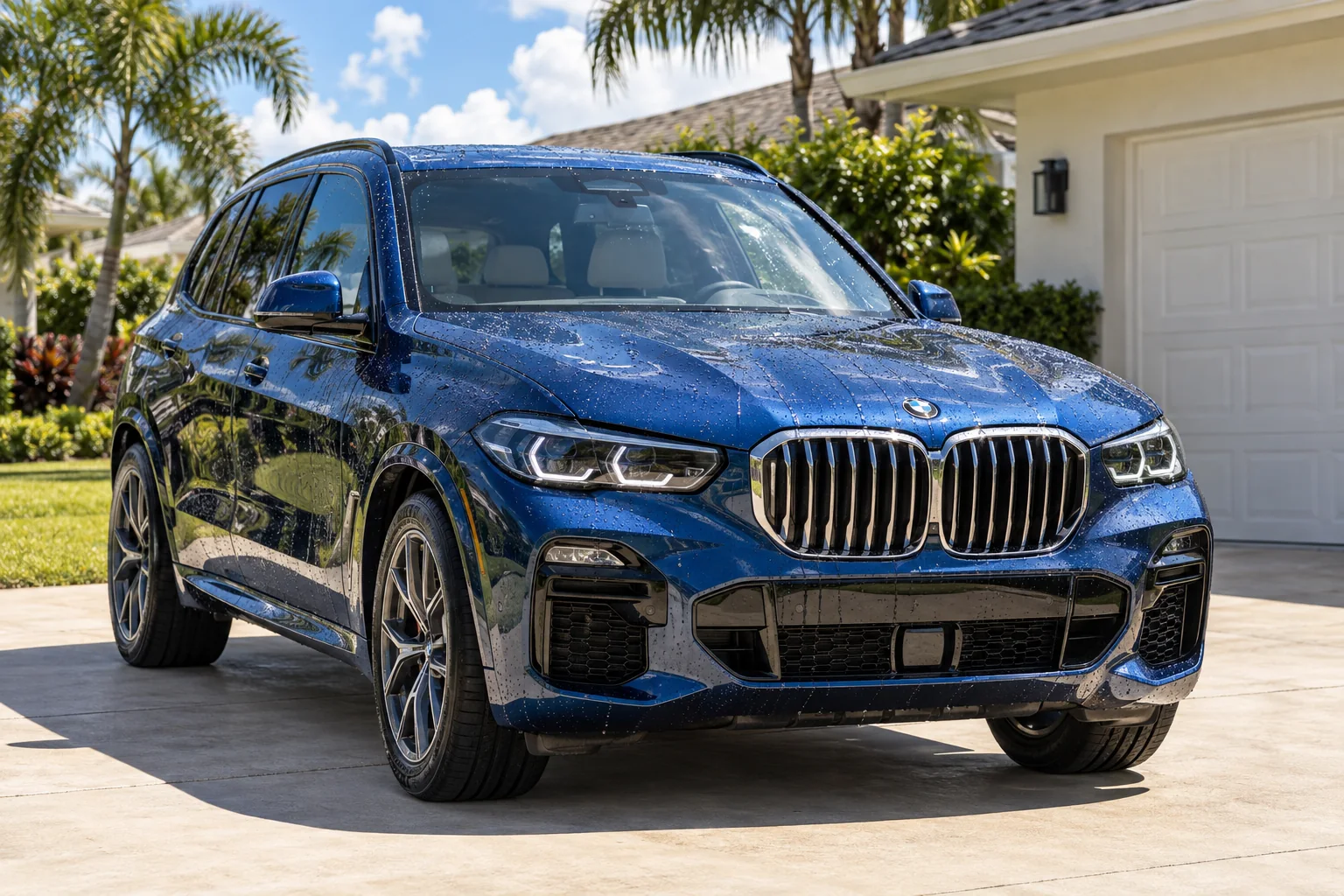 Phytonic blue metallic BMW X5 with tinted windows at Dynamic Tinting Solution