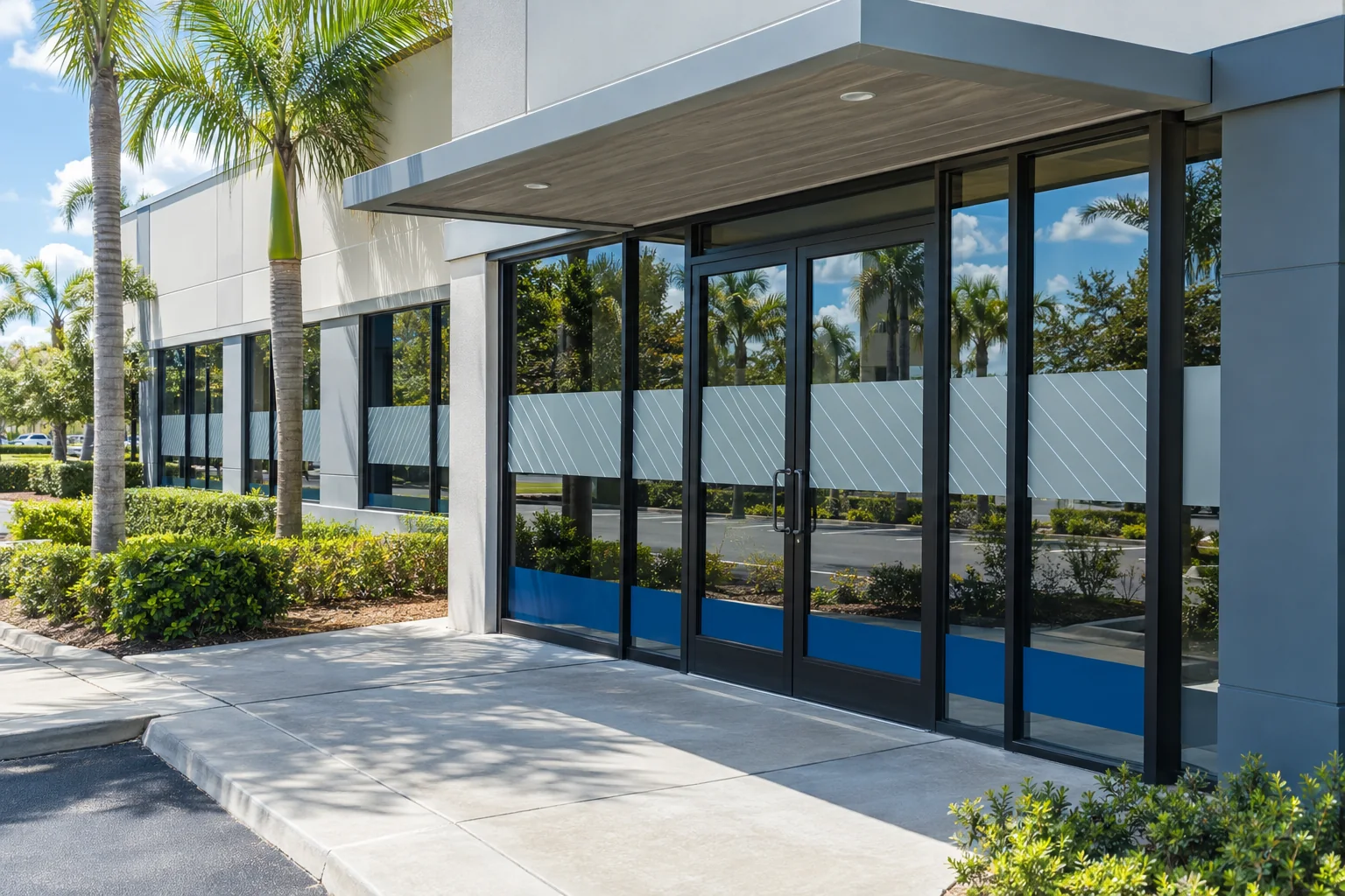 Graphics: an office glass front dressed in vinyl