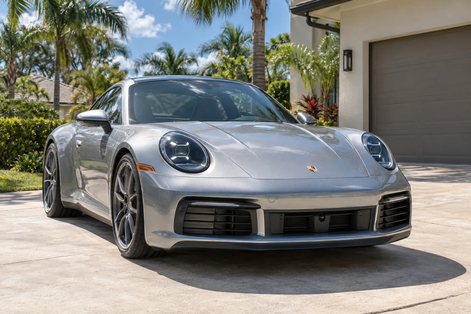 GT silver metallic Porsche 911 Carrera with tinted windows at Dynamic Tinting Solution